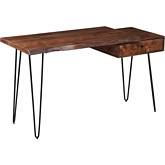 Nature's Edge Desk with Drawer in Light Chestnut Finish Wood & Iron